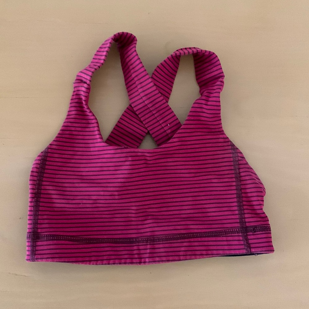 Lululemon Pink Striped Sports Bra